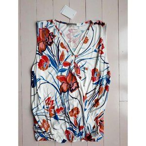 Pleione kbv48820 Front Criss Cross Draped Tank Floral Top ( XS )